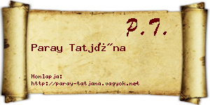 Paray Tatjána névjegykártya